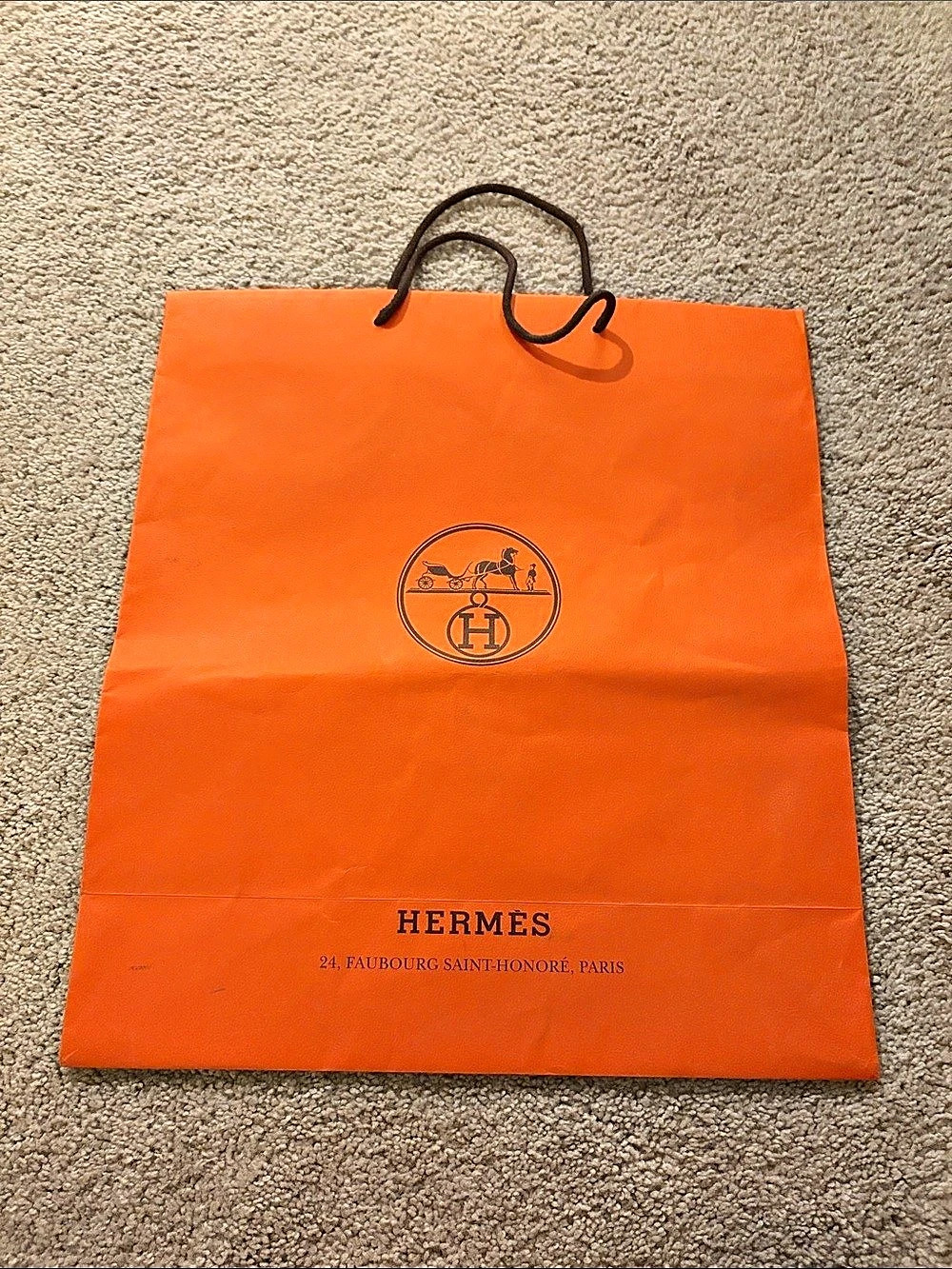 Hermès Orange Paper Shopping Bag Orange